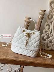 Chanel Rolled Up Bucket Bag In Grained Leather White AS8309 20cm - 1