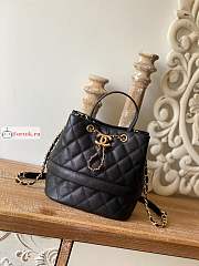 Chanel Rolled Up Bucket Bag In Grained Leather Black AS8309 20cm - 1