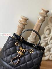 Chanel Rolled Up Bucket Bag In Grained Leather Black AS8309 20cm - 5