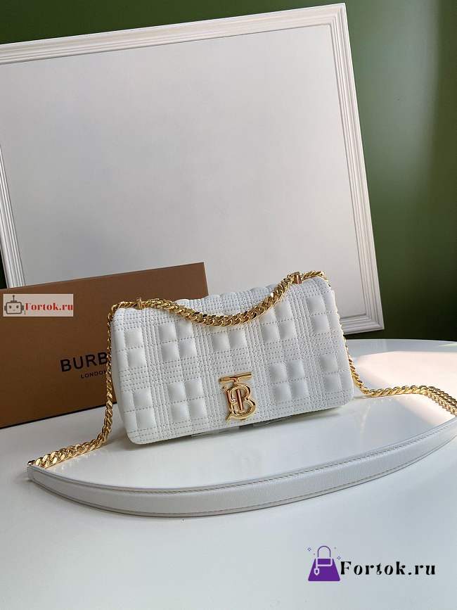 Burberry Small Lola Bag In Quilted Leather White 23x13x6cm - 1