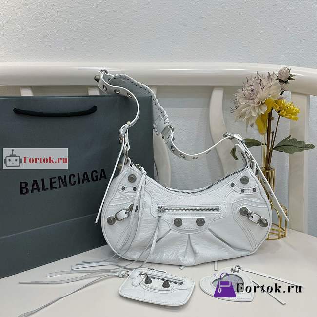 Balenciaga Small Le Cagole Shoulder Bag In Smooth Leather White 6713071 33x16x8cm - 1