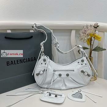 Balenciaga Small Le Cagole Shoulder Bag In Smooth Leather White 6713071 33x16x8cm