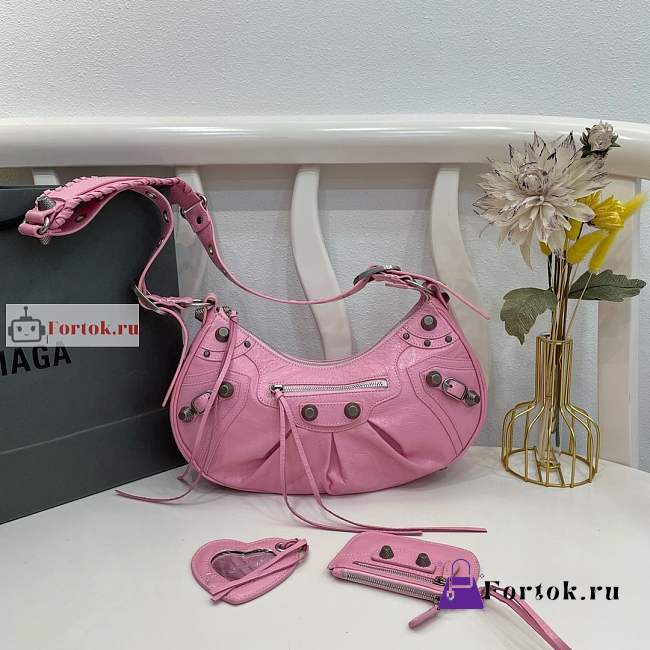 Balenciaga Small Le Cagole Shoulder Bag In Smooth Leather Pink 6713071 33x16x8cm - 1