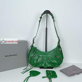 Balenciaga Small Le Cagole Shoulder Bag In Smooth Leather Green 6713071 33x16x8cm