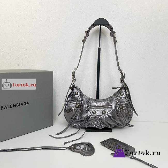 Balenciaga Small Le Cagole Shoulder Bag In Smooth Leather Silver 6713071 33x16x8cm - 1
