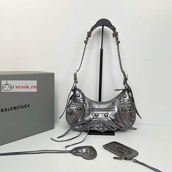 Balenciaga Small Le Cagole Shoulder Bag In Smooth Leather Silver 6713071 33x16x8cm