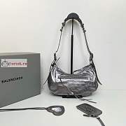 Balenciaga Small Le Cagole Shoulder Bag In Smooth Leather Silver 6713071 33x16x8cm - 5