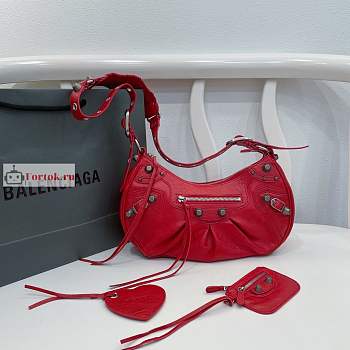 Balenciaga Small Le Cagole Shoulder Bag In Smooth Leather Red 6713071 33x16x8cm