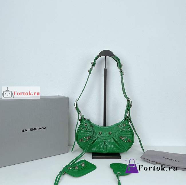 Balenciaga XS Le Cagole Shoulder Bag In Smooth Leather Green 26x16x8cm - 1