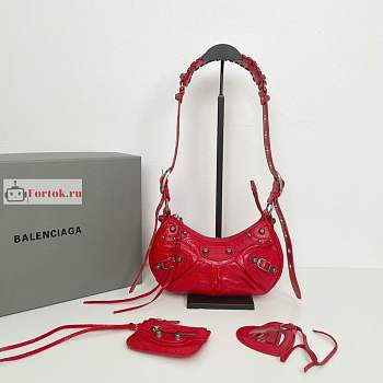 Balenciaga XS Le Cagole Shoulder Bag In Smooth Leather Red 26x16x8cm