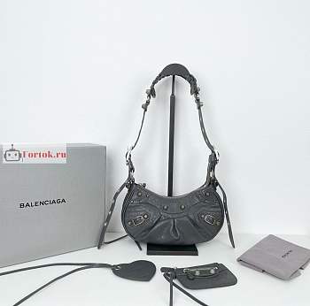 Balenciaga XS Le Cagole Shoulder Bag In Smooth Leather Gray 26x16x8cm