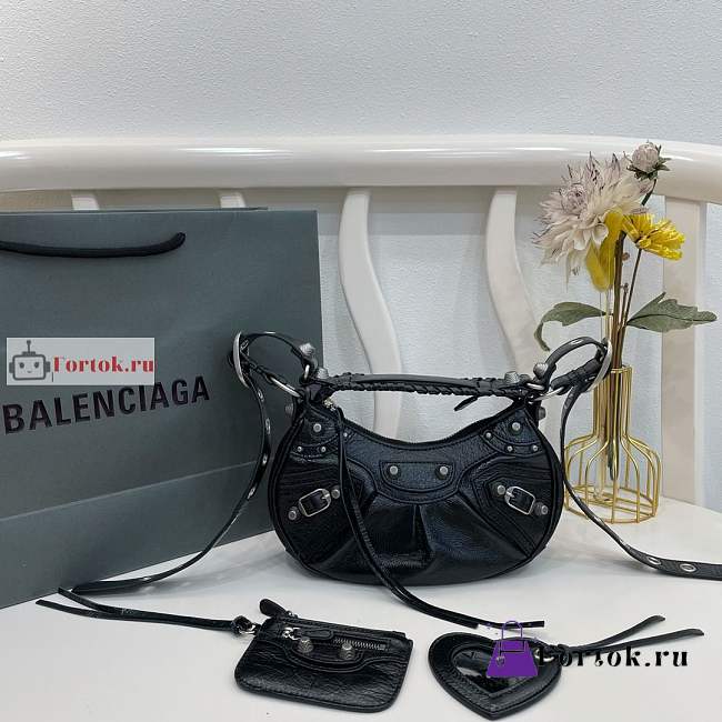 Balenciaga XS Le Cagole Shoulder Bag In Smooth Leather Black 26x16x8cm - 1