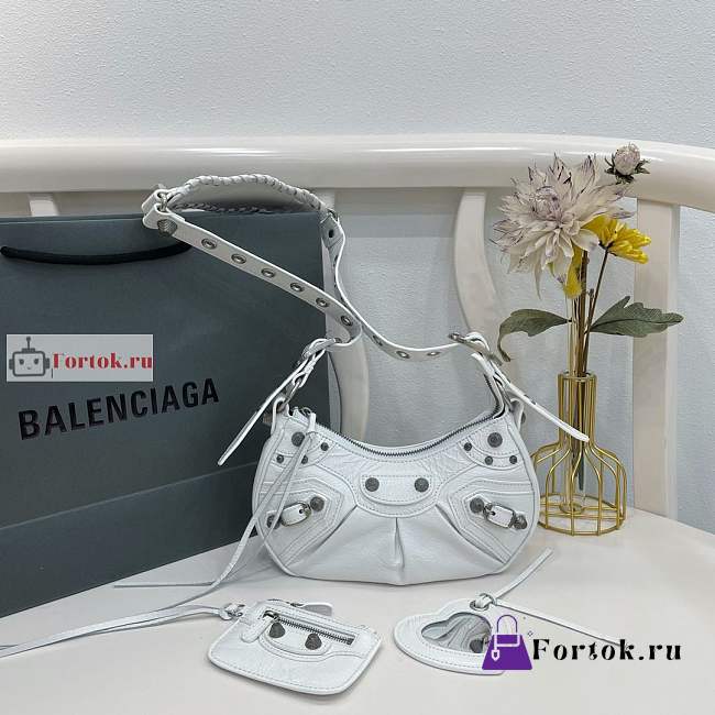 Balenciaga XS Le Cagole Shoulder Bag In Smooth Leather White 26x16x8cm - 1