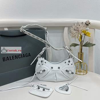 Balenciaga XS Le Cagole Shoulder Bag In Smooth Leather White 26x16x8cm