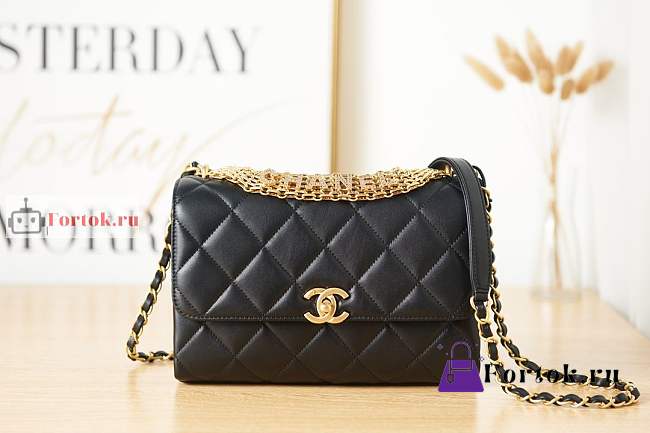 Chanel Small Flap Bag With Gold-tone Metal Black AS3241 15x23x7cm - 1