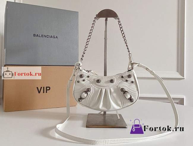 Balenciaga Mini Le Cagole Shoulder Bag In Leather White 20x11x4cm - 1
