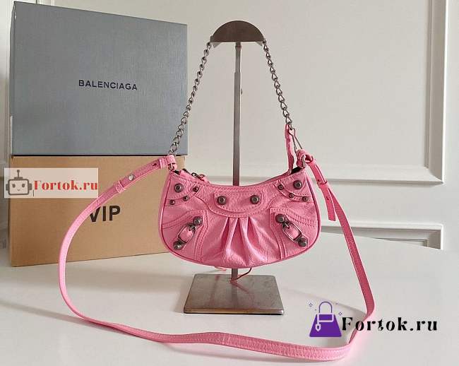 Balenciaga Mini Le Cagole Shoulder Bag In Leather Pink 20x11x4cm - 1