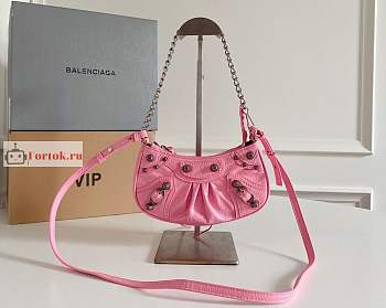 Balenciaga Mini Le Cagole Shoulder Bag In Leather Pink 20x11x4cm