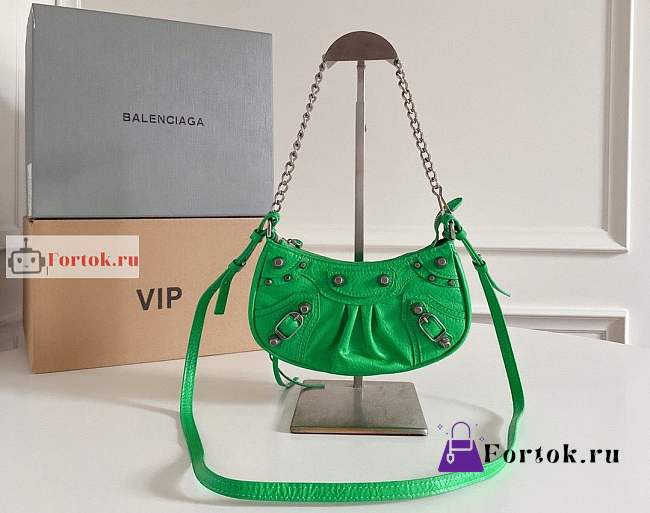 Balenciaga Mini Le Cagole Shoulder Bag In Leather Green 20x11x4cm - 1