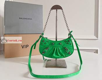 Balenciaga Mini Le Cagole Shoulder Bag In Leather Green 20x11x4cm