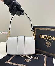 Fendi Mini Brooch Baguette Fendace In Leather White 8BS066A 20x13x5cm - 2
