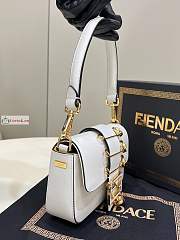 Fendi Mini Brooch Baguette Fendace In Leather White 8BS066A 20x13x5cm - 4