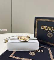 Fendi Mini Brooch Baguette Fendace In Leather White 8BS066A 20x13x5cm - 3