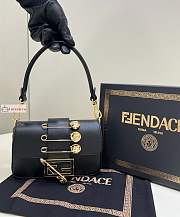 Fendi Mini Brooch Baguette Fendace In Leather Black 8BS066A 20x13x5cm - 1