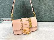 Fendi Mini Brooch Baguette Fendace In Leather Pink 8BS066A 20x13x5cm - 1