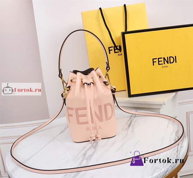 Fendi Mini Mon Tresor Leather Bucket Bag Pink 8BS010 12x18x10cm - 1
