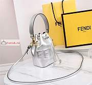 Fendi Mini Mon Tresor Leather Bucket Bag Silver 8BS010 12x18x10cm - 4