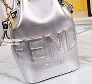 Fendi Mini Mon Tresor Leather Bucket Bag Silver 8BS010 12x18x10cm - 2