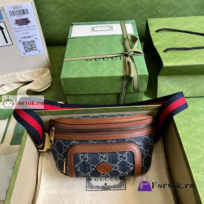 Gucci Belt Bag With Interlocking G Denim/Brown 682933 23cm - 1