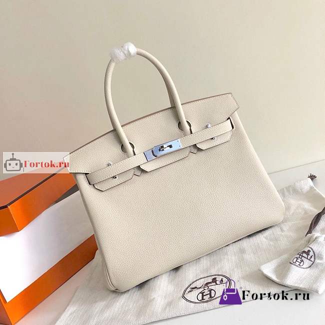 Hermes Birkin In Togo Leather White 30cm - 1