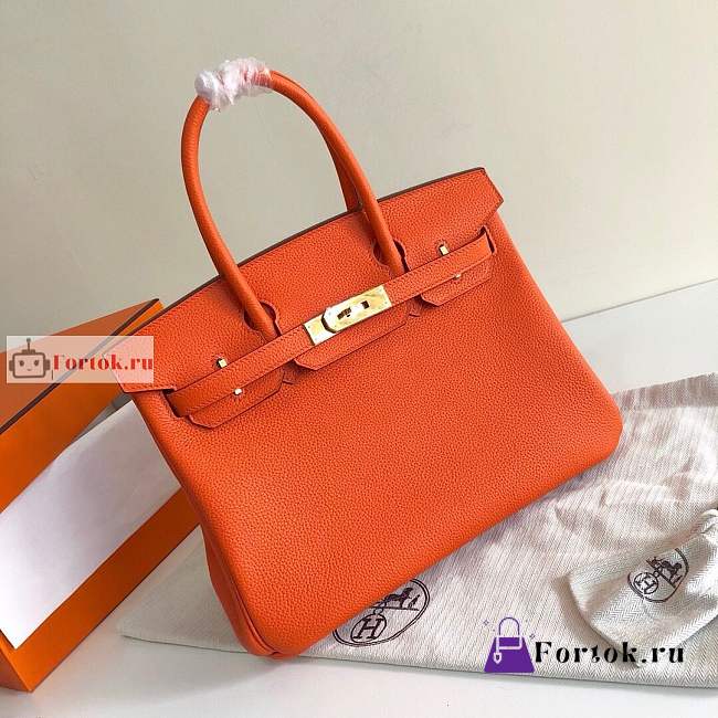 Hermes Birkin In Togo Leather Orange 30cm - 1