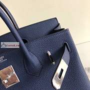 Hermes Birkin In Togo Leather Dark Blue 30cm - 5