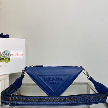 Prada Triangle Bag In Saffiano Leather Blue 2VH155 28x18x11cm