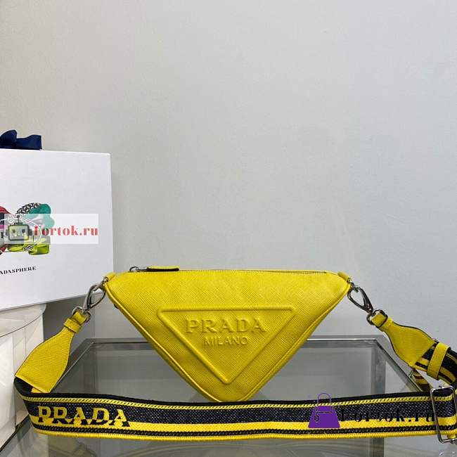 Prada Triangle Bag In Saffiano Leather Yellow 2VH155 28x18x11cm - 1