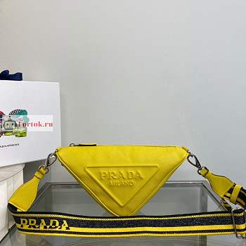 Prada Triangle Bag In Saffiano Leather Yellow 2VH155 28x18x11cm