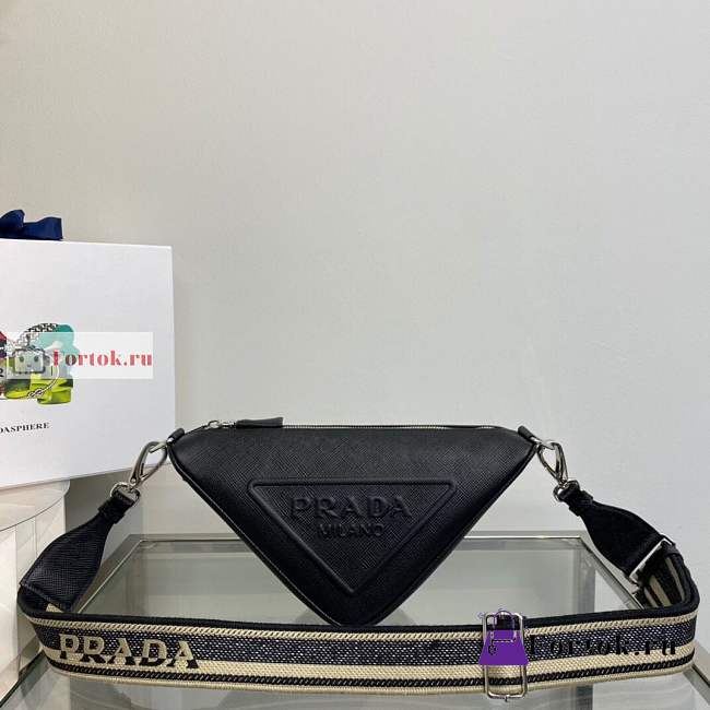 Prada Triangle Bag In Saffiano Leather Black 2VH155 28x18x11cm - 1