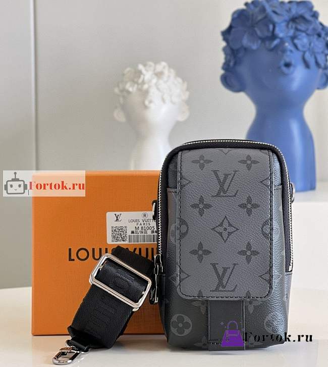 Louis Vuitton Double Phone Pouch Reverse Canvas Black M81321 11x18x8cm - 1