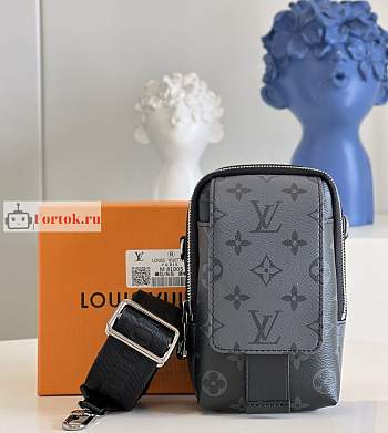 Louis Vuitton Double Phone Pouch Reverse Canvas Black M81321 11x18x8cm