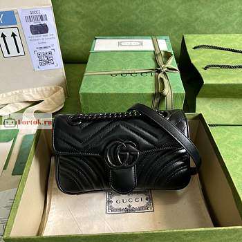 Gucci Mini GG Marmont Matelasse Bag All Black 446744 22x13x6cm