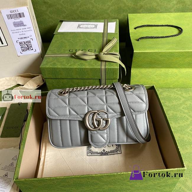 Gucci Mini GG Marmont Matelasse Bag Gray 446744 22x13x6cm - 1