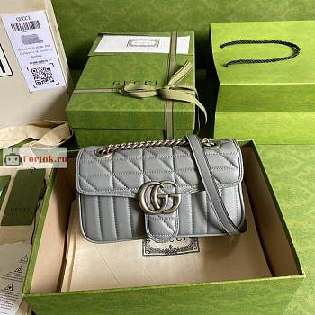 Gucci Mini GG Marmont Matelasse Bag Gray 446744 22x13x6cm