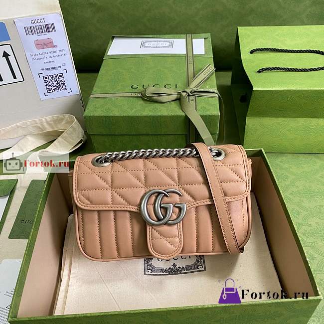 Gucci Mini GG Marmont Matelasse Bag Rose Beige 446744 22x13x6cm - 1