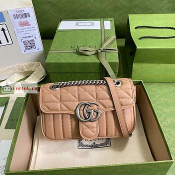 Gucci Mini GG Marmont Matelasse Bag Rose Beige 446744 22x13x6cm