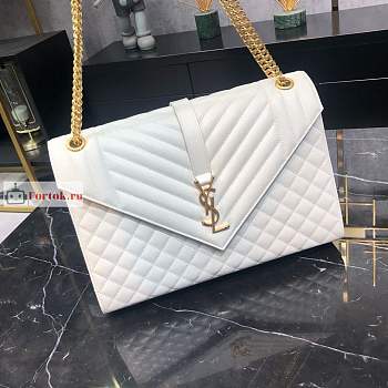 Ysl Large Envelope In Grained Leather White 600166 31x22x7.5cm