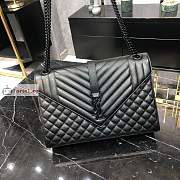 Ysl Large Envelope In Grained Leather All Black 600166 31x22x7.5cm - 1