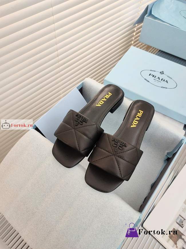 Prada Nappa Leather Sabots Black 1XX583 10mm - 1